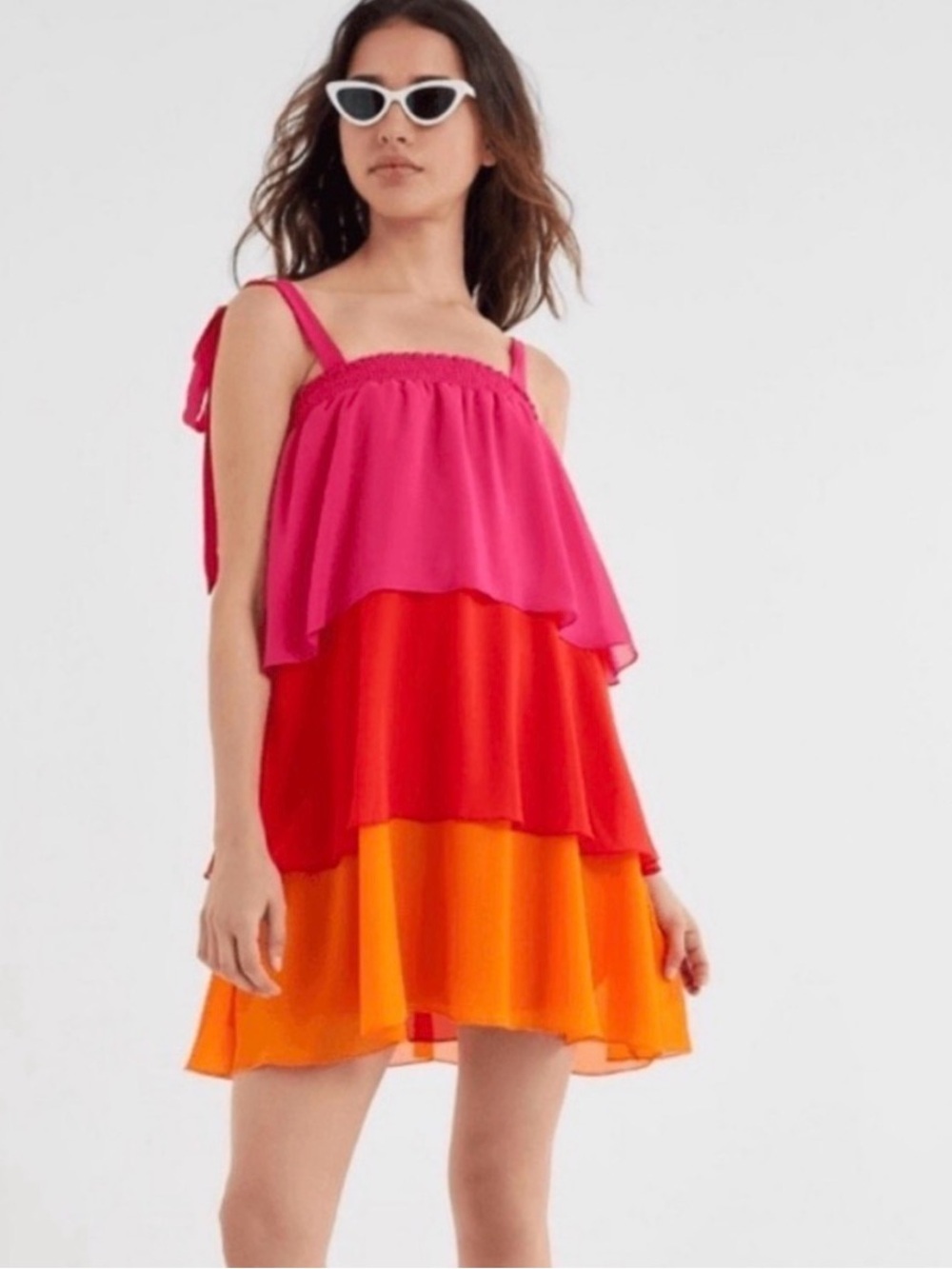 Show Me Your Mumu Gabriela Convertible Skirt Dress XS Pink Colorblock Ruffle